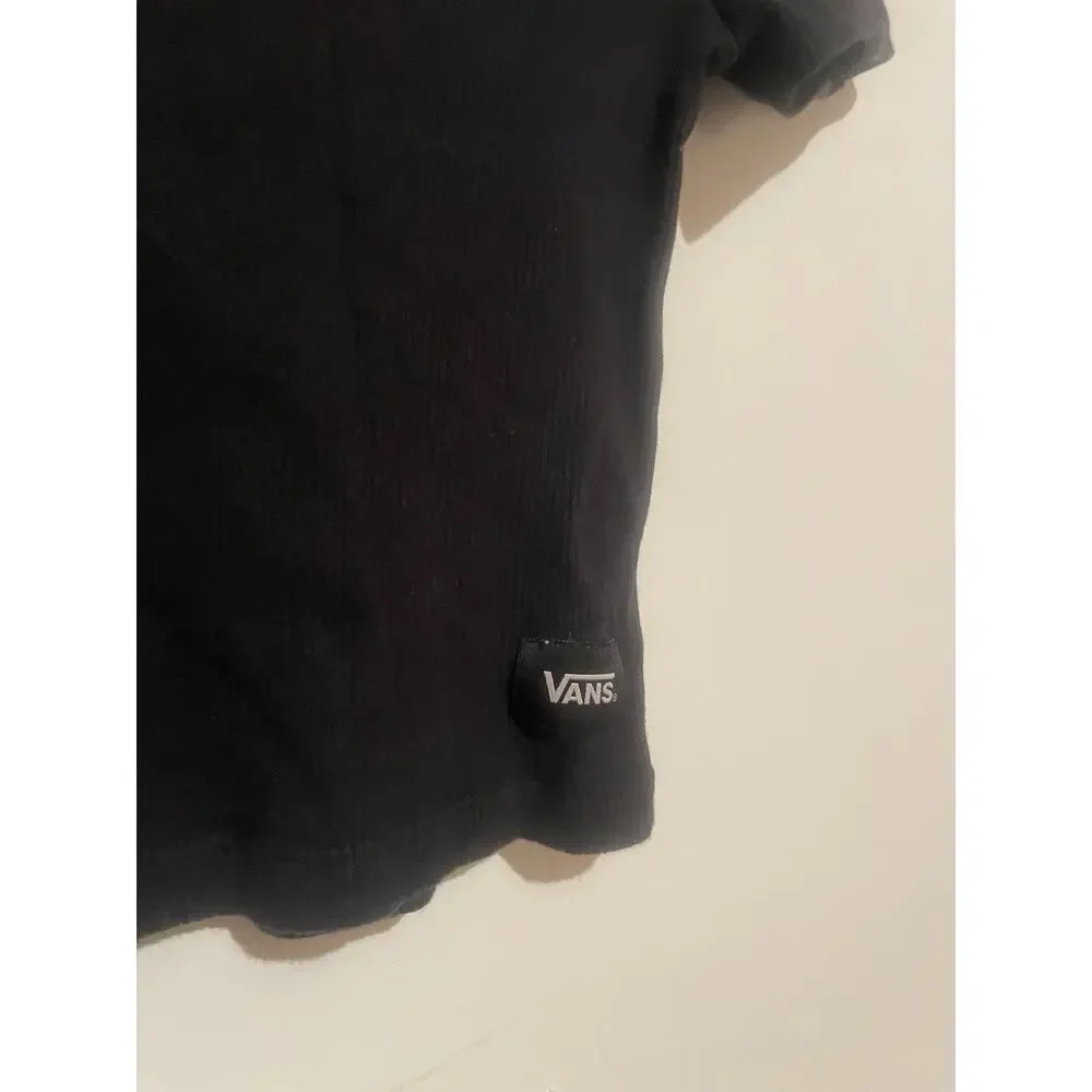 Vans Women's Black Ribbed Fitted Crop Top‎ XS - Picture 2 of 5